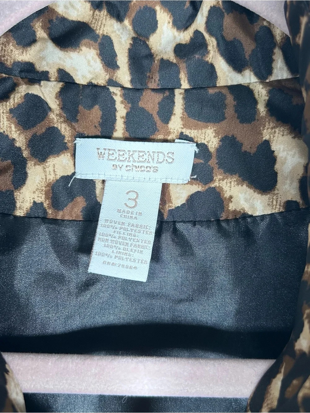 Chico’s Weekends Leopard Quilted Lightweight Zip Vest Animal Print Size 3 XL